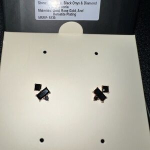 Rose Gold and Black Onyx stud earrings Ring bomb party will ship in smaller box
